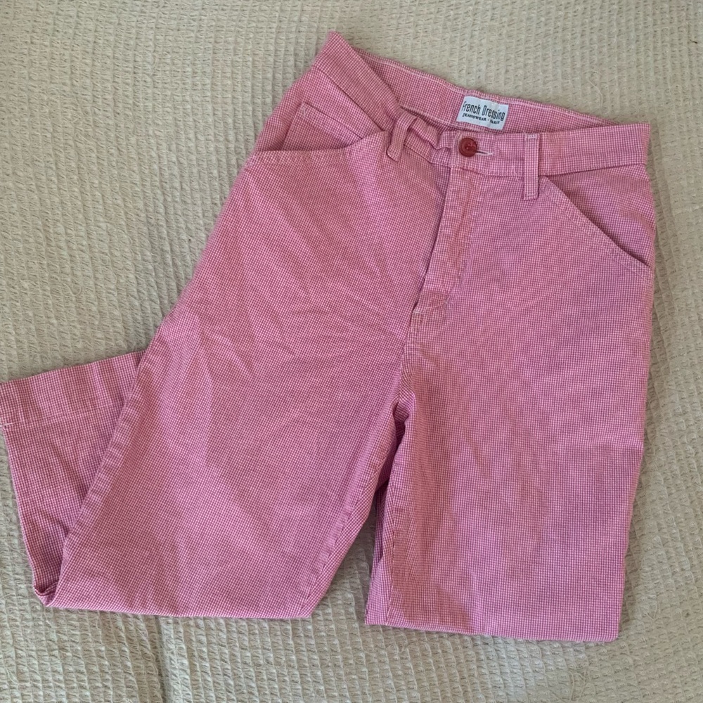 Vintage French Dressing Pink Gingham Checkered Capri Trousers Pants XS 2